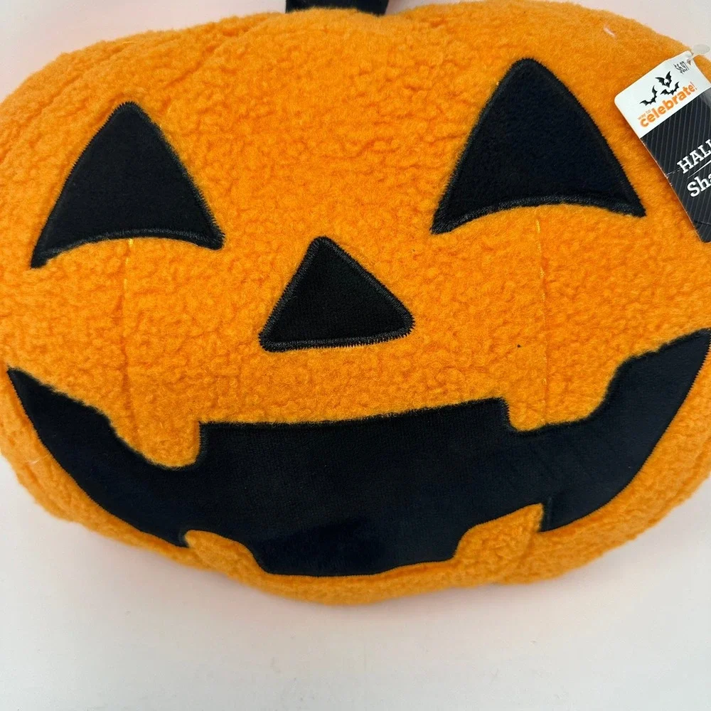 Way to Celebrate Pillow Orange Pumpkin Halloween Shaped Sherpa Plush